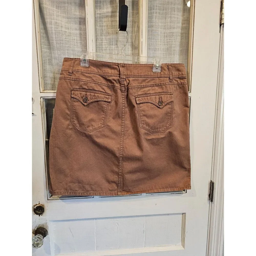 Faded Glory Brown Denim Knee Length‎ Skirt Women's Size 16